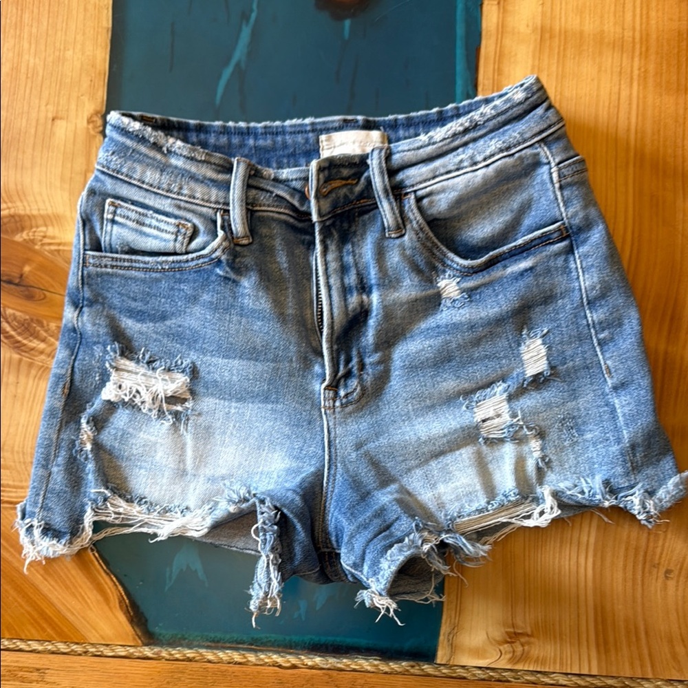 Altar'd State Light Blue Distressed Jean Shorts S